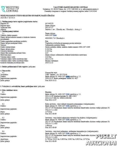 Žemės sklypas Jonavos rajone, Užusalių seniūnijoje, 4400 EUR pradinė kaina, gyvenamųjų pastatų teritorija