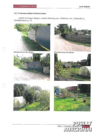 319/1276 dalis žemės sklypo Elektrėnų sav. Girnakalių k. su komunikacijomis, pradinė kaina 2400 EUR