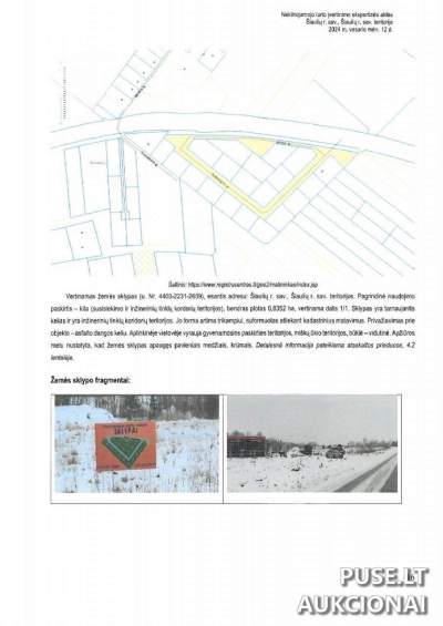 Žemės sklypas Šiaulių rajone 0.8352 ha už 13212 EUR - Antstolių varžytynės