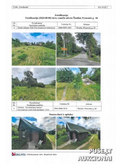 1/4 dalis gyvenamosios teritorijos žemės sklypo Šiauliuose, Pramonės g. 60, 3240 EUR pradinė kaina