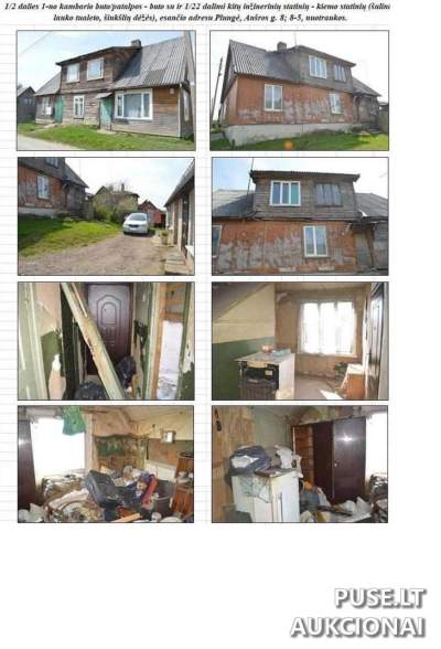 1/2 dalis buto dalis Plungės mieste, Aušros g. 8, kaina 804 EUR, 1933 m. statybos