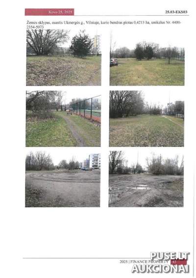 Žemės sklypo dalis Vilniuje, Ukmergės g. su Geros Likvidumo Potencialu, pradinė kaina 398 EUR