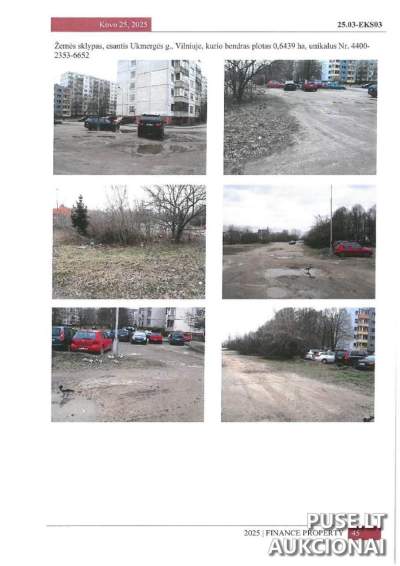 Parduodamas 0.6439 ha žemės sklypo 7/6439 dalies dalis Vilniuje, Ukmergės g., pradinė kaina 619 EUR