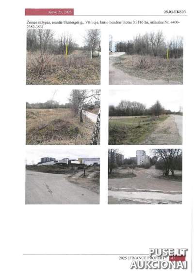 4/3593 dalis žemės sklypo Vilniuje, Ukmergės g. (0.7186 ha) už 707 EUR pradinę kainą