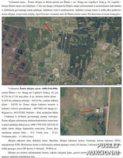 Žemės sklypas Šilutės r., Lapalių k. su unikalu nr. 4400-5146-0906, pradinė kaina 35200 EUR