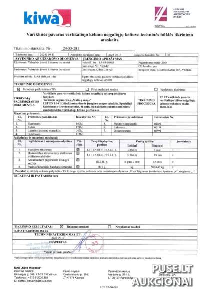 Keltuvas A5 EcoSilent LF-03-00485 aukcione Vilniuje nuo 1000 EUR - Platforminis lifto įrenginys