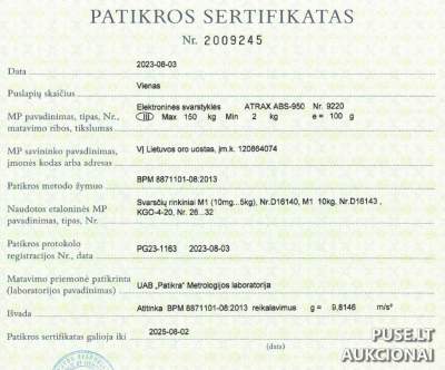 8 vnt. ATRAX ABS-950 konvejerinių svarstyklių komplektas parduodamas Vilniuje, pradinė kaina 400 EUR