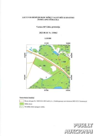 Parduodamas žemės ūkio paskirties sklypas Varėnos r. Geidukonių k. su miško plotu 9,75 ha, pradinė kaina 18816 EUR
