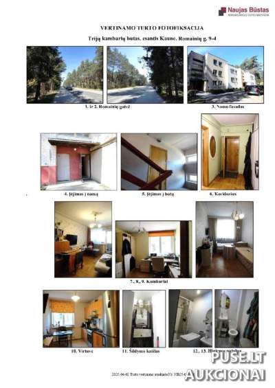 1/2 dalis 62.74 kv.m. buto su rūsiu Romainių g. 9, Kaune, pradinė kaina 44000 EUR