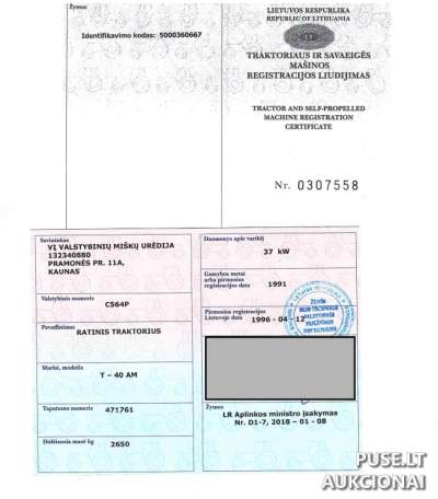 Traktorius T-40 AM parduodamas aukcione už 1400 EUR pradinę kainą