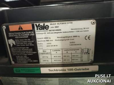 Naudotas Autokaras YALE GLP30VX parduodamas aukcione Panevėžyje nuo 3959 EUR