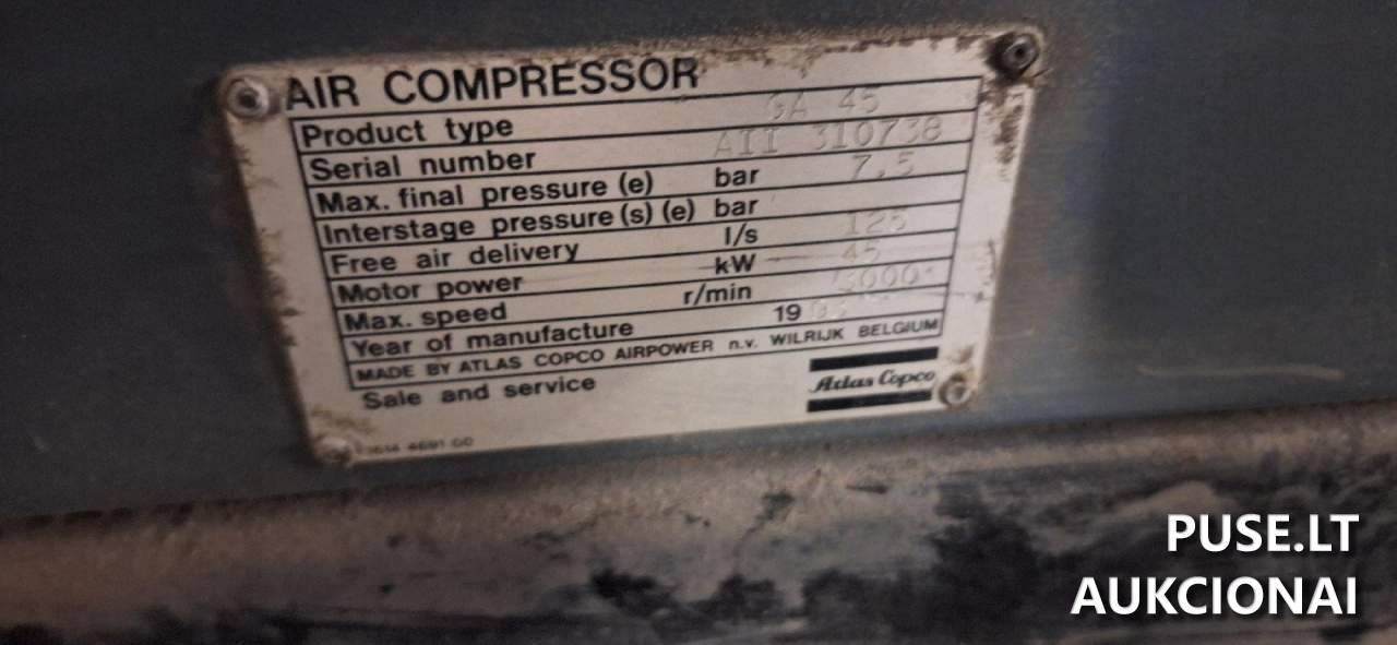 Sraigtinis oro kompresorius ATLAS COPCO GA45 Kitas turtas 1