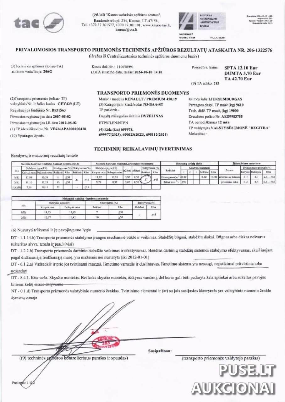 Renault PREMIUM 450.19 Krovininis automobilis nuo 3,5t. iki 12t. 10