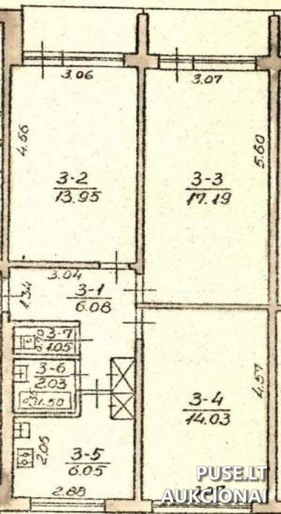 3 kambarių butas Ignalinos rajone, Didžiasalio kaime, 60 kv.m, 2700 EUR pradinė kaina
