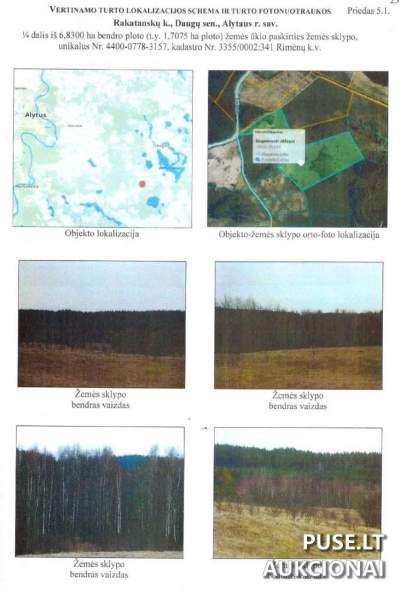 Investuojamas 1 7075 ha žemės ūkio sklypas Alytaus rajone, Rakatanskų kaimo vietovėje, pradinė kaina 3200 EUR