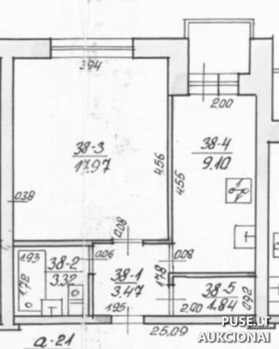 1/2 dalis 35 kv.m buto Visagine, Taikos pr. 84, pradinė kaina 1301 EUR