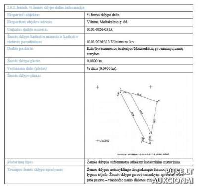 Žemės sklypas Vilniaus m. Moliakalnio g. 86 Vilniuje, pradinė kaina 156800 EUR