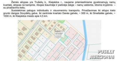 Žemės sklypas Klaipėdos rajone, Trušelių kaime, pradinė kaina 4000 EUR, atkirųjų želdynų teritorija