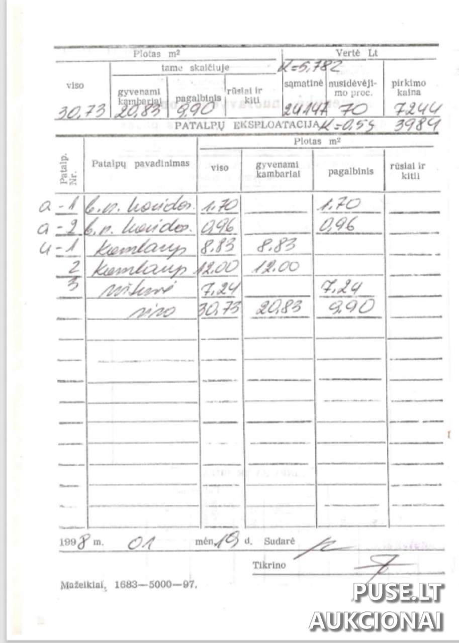 Butas Patalpos/Butai Viekšnių g. 12, 89235 Mažeikiai, Lithuania 1