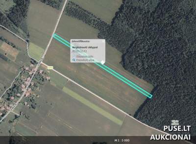 Žemės ūkio paskirties sklypo 1/4 dalis Šalčininkų r. Urelių kaime, pradinė kaina 536 EUR