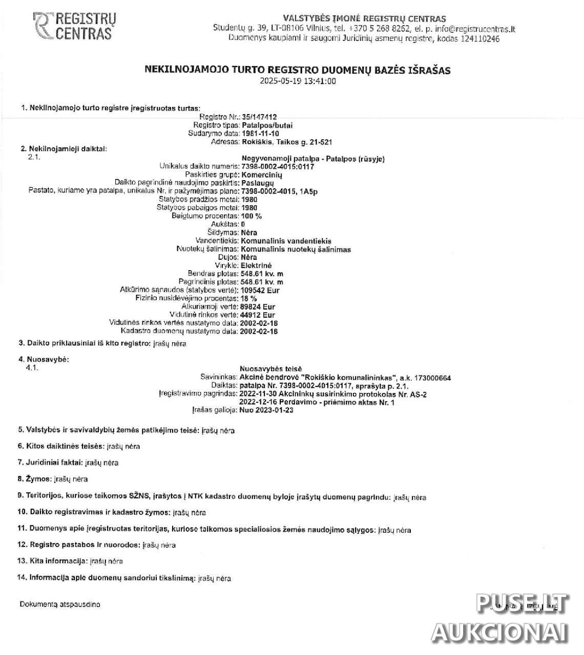 Patalpos (rūsyje) Patalpos/Butai Taikos g. 21, 42141 Rokiškis, Lithuania 1