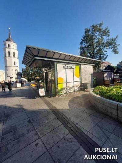 Nuomojamas prekybos paviljonas Vilniuje, Šventaragio (Odminių) skvere, pradinė įmoka 9585 EUR