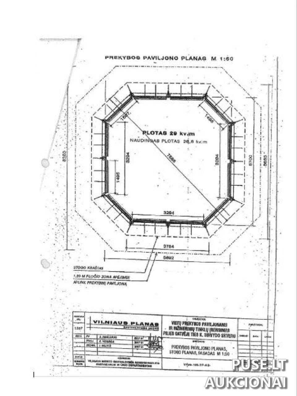 Nuomojamas turtas: Vidurinis iš trijų prekybos paviljonų, esančių Pilies gatvėje ties Konstantino Sirvydo skveru 29 kv. m Kitas turtas 1