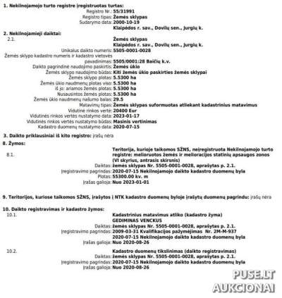 Žemės ūkio sklypas Klaipėdos rajone, Jurgių kaime, 5.53 ha už 22400 EUR pradinę kainą