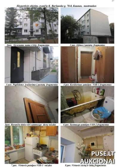 3 kambarių butas Kaune K. Baršausko g. 78 antrame aukšte, pradinė kaina 66400 EUR