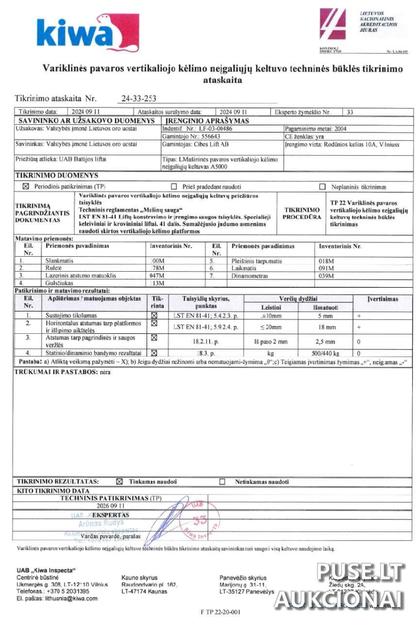 Keltuvas A5 EcoSilent LF-03-00486 Mašinos ir įrengimai 1