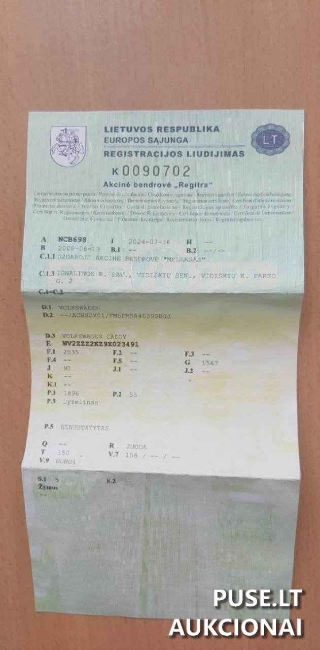 Lengvasis automobilis VW CADDY L.a.krovininis pikapas 1