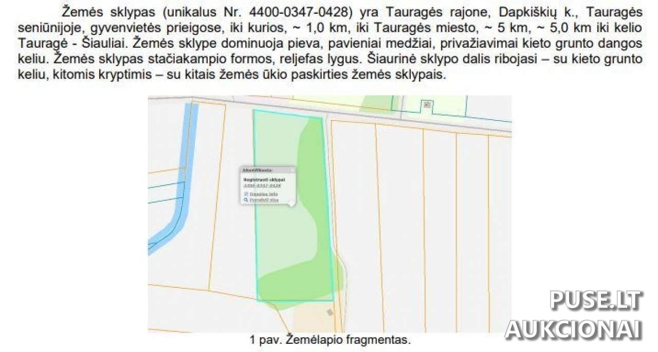 Žemės sklypas Sklypai 76MR+C5, Dapkiškiai, 72103 Tauragės r. sav., Lithuania 2