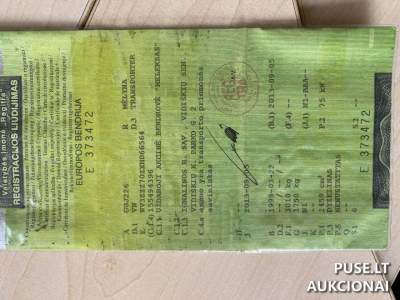 Krovininis automobilis VW T4 Doka 1999 m. 489757 km rida 3060 EUR aukcionas