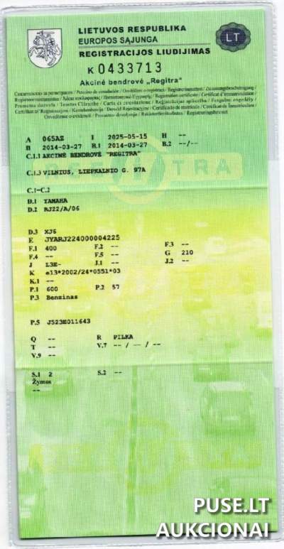 Yamaha XJ6 2014 m. motociklas aukcione nuo 2170 EUR, garantinis įnašas 10850 EUR