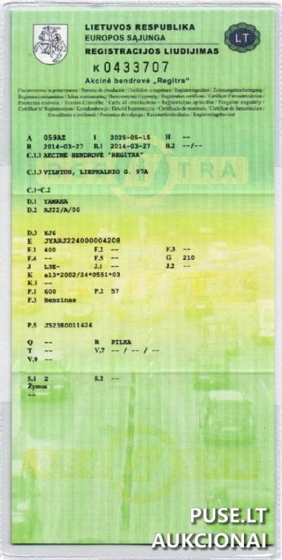 Yamaha XJ6 2014 m. motociklas aukcione pradinė kaina 2450 EUR