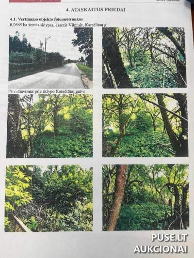 0.0665 ha žemės ūkio paskirties sklypas Vilniuje, Karačiūnų g. su areštu, pradinė kaina 42320 EUR