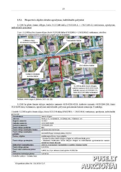 Žemės sklypo dalis Vilniaus r. sav., Avižienių k. Sodų g. 32, pradinė kaina 141000 EUR