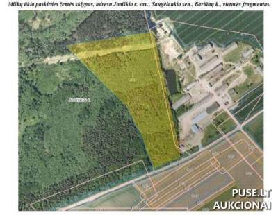 Žemės ūkio ir miškų sklypas Joniškio r. sav., Bariūnų k., pradinė kaina 36000 EUR