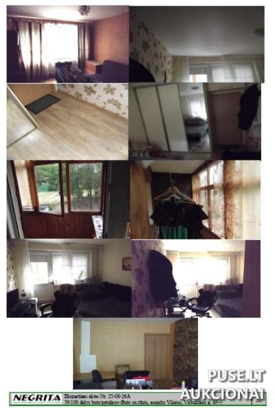 3 kambarių butas Vilniuje, Viršuliškėse, 63.58 kv.m, dalinis/59-100 dalies pardavimas, pradinė kaina 43040 EUR