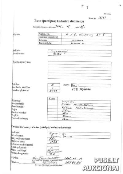 Parduodamas butas Kaune, Gintariškių g. 16, 45800 EUR pradinė kaina, savivaldybės aukcionas