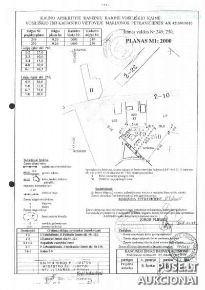 Žemės ūkio paskirties 0.20 ha sklypo dalis Raseinių r. Vosiliškio k. aukcionas nuo 326 EUR