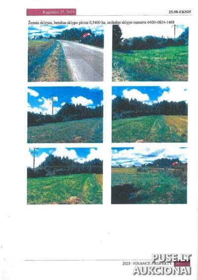 Žemės sklypas Vilniuje (Dusinėnų k.), 0.34 ha – pradinė kaina 268 EUR, 6/119 dalis