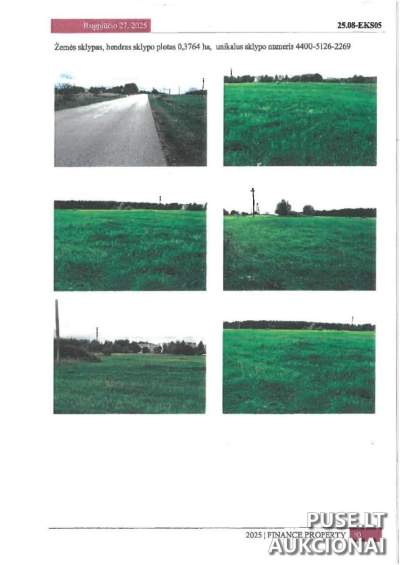 Žemės sklypas Vilniuje (Dusinėnų k.) – žemės ūkio paskirties 0,38 ha, pradinė kaina 272 EUR