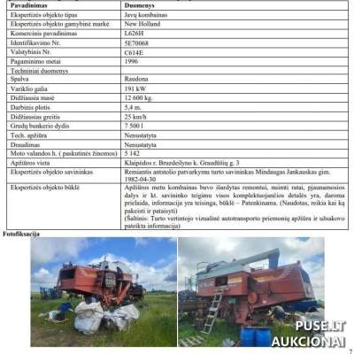 Javų kombainas New Holland L 626H Klaipėdoje – pradinė kaina 10 740 EUR