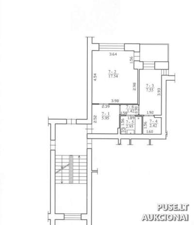 Butas Kaune (Pilėnų g. 2) – 38 m², pradinė kaina 50 500 EUR, aukcionas 2025 m.