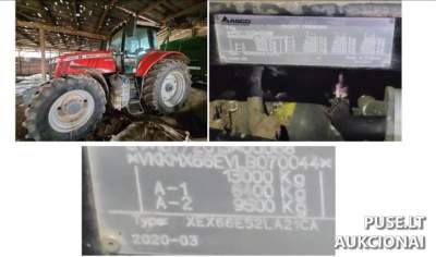Massey Ferguson MF 7722 S traktorius Ukmergėje – pradinė kaina 39 600 EUR