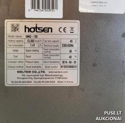Dyzelinis šildytuvas WELTEM WHO-135 Palangoje – 240 EUR (2020, defektas)