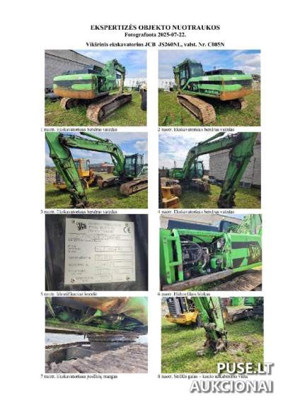 Panevėžyje vikšrinis ekskavatorius JCB JS260NL - pradinė kaina 9060 EUR