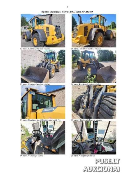 Volvo L60G krautuvas pardavimas Telšiuose – pradinė kaina 34 980 EUR