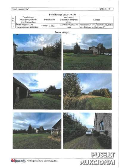 Žemės sklypas Kaišiadorių rajone, Liutonių k., 0.23 ha, pradinė kaina 14360 EUR